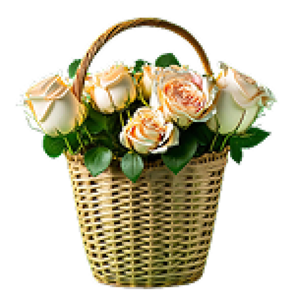 Basket of White Roses